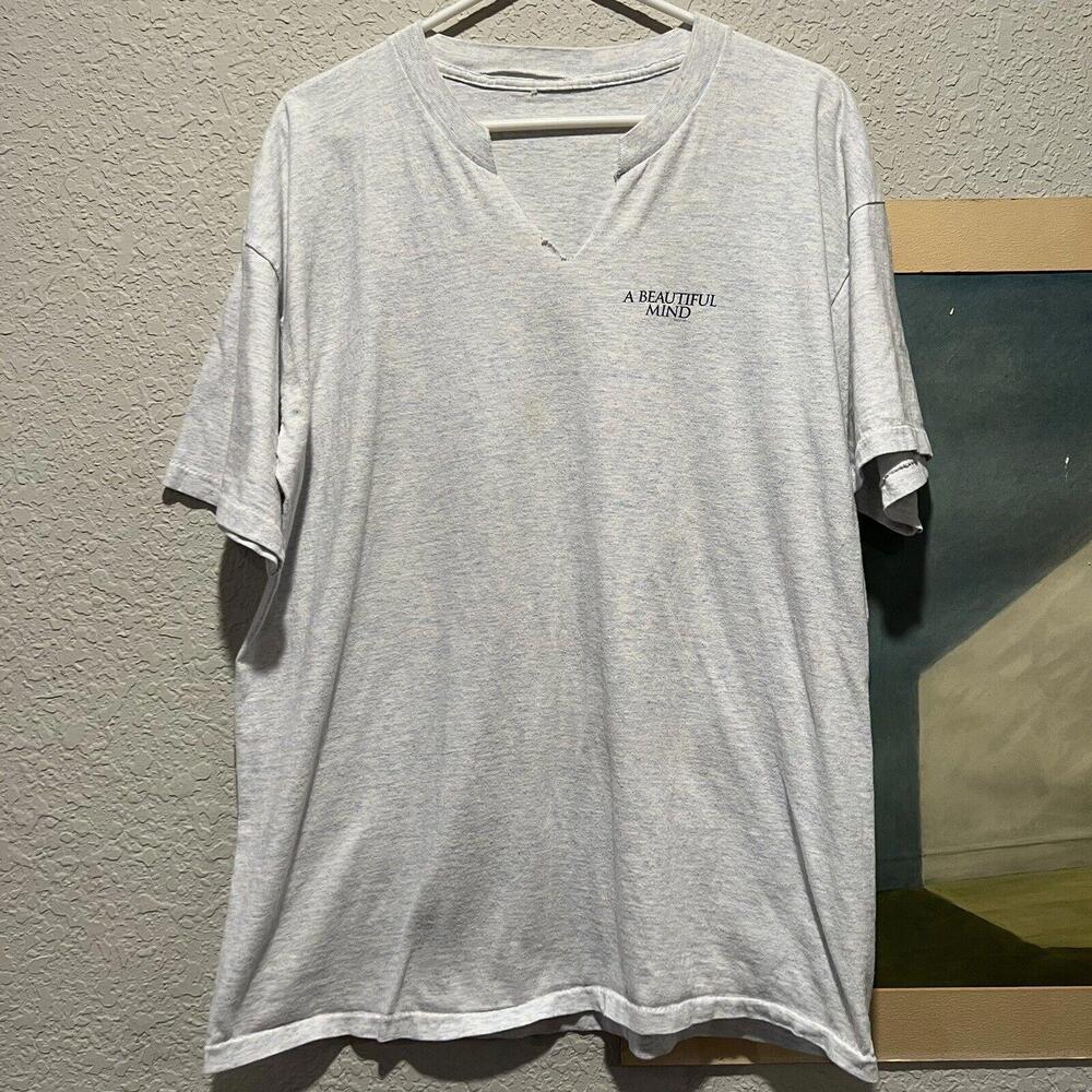 Vintage 2000 Russel Crowe A Beautiful Mind Movie Promo Shirt Size L/XL